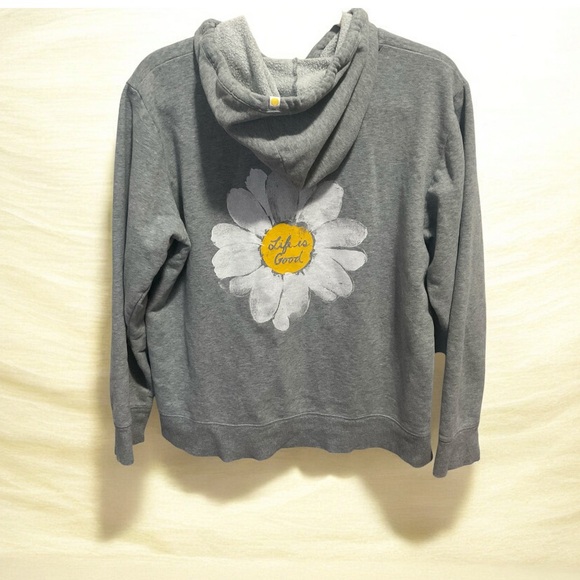 Life Is Good Gray Daisy Hoodie size L - Picture 2 of 9